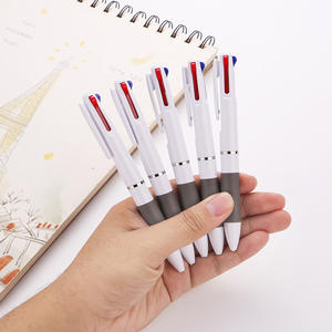 Minimalist Retractable Three-Color Small White 3-Color Ballpoint Pen Signature Writing <b>Office</b> Stationery Learning <b>Supplies</b> - Product Image 1