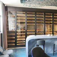 Réfrigérateur de cave à vin à double porte pour usage domestique Contrôle de la température 5 ~ 20'C Étagère en bois ou en acier inoxydable Refroidisseur de bouteilles de vin