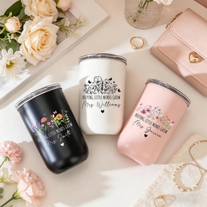 <span class=keywords><strong>Gobelet</strong></span> isotherme <span class=keywords><strong>personnalisé</strong></span> pour enseignant(e) motif fleurs sauvages, grande capacité, portable, en acier inoxydable, pour fin de cours, avec nom gravé - Product Image 4