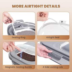 Grande Capacidade Automática Dobrável À Prova de Umidade Eco-friendly <span class=keywords><strong>Pet</strong></span> <span class=keywords><strong>Food</strong></span> Recipientes De Armazenamento Hermético Seco Alimentos Selados Balde Chave - Product Image 6