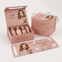 Boîte cadeau cosmétique pliable de marque premium avec poignée, emballages rigides en papier pliables pour ensembles de soins de la peau de haute valeur