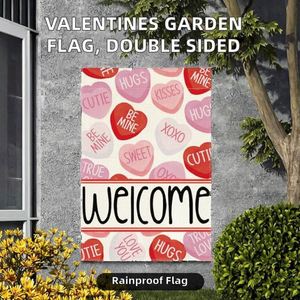 Bandera de Jardín para el Día de San Valentín, Personalizada, de Doble Cara, de Poliéster Impermeable, con Diseño de Corazones de Caramelo, Impresión Digital - Product Image 2