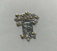 Badge personnalisé en aluminium 3D pour flacon de parfum, lettres imprimées en sérigraphie argent/or, style publicitaire, décoration de mariage
