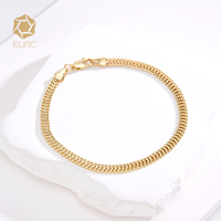Elfic 4MM Oro Laminado 14k Figaro Bracelet Corde Chaîne Robuste Gourmette Miami Cubain Chaîne Bracelet pour Hommes Femmes Bijoux