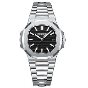 Montre mécanique automatique classique vintage pour homme en acier inoxydable, sportive, résistante à l'eau 5 ATM, avec aiguilles lumineuses, pour affaires - Product Image 1