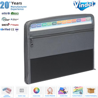 Produktion en série de fournitures scolaires et de bureau, classeur extensible A4 en PP à 13 pochettes, classeur de présentation avec fermeture éclair et fenêtre transparente