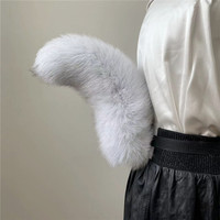 Yihaoyi 35-45cm Queue de Renard Réelle en Gros, Queue de Renard Fluffy en Fourrure Animale pour Décoration, Accessoires, Porte-clés, Costume de Cosplay, Accessoire