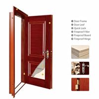 Timber Traditional Fire Rated Door Single Leaf 30 Minute BS476 Oak Veneer Solid Core Concealed Closer Residential Bedroom OEM
