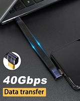 Câble de charge rapide USB-C tressé TPE de 5 pouces, 240W 40Gbps, plat et flexible, à angle droit, PD 3.1 pour iPhone 15 et S23