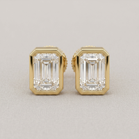 Pendientes de Oro Sólido de 10K con Diamantes Cultivados en Laboratorio, Corte Esmeralda, Cuatro Puntas, 1.5CTW, Certificación IGI, CVD/HPHT, Color VVS DEF, Joyería Fina