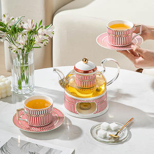 Service à thé floral, théière chauffante en céramique pour la maison, théière à fruits, services à thé de l'après-midi britanniques et nordiques - Product Image 5