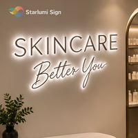 Enseigne LED personnalisée pour entreprise, enseigne lumineuse à lettres LED, enseigne en acrylique rétroéclairée 3D pour salons de beauté, logo mural, enseigne en relief