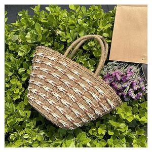 กระเป๋าถือสานคุณภาพสูงสำหรับผู้หญิง ขนาดใหญ่ ใส่ของได้เยอะ เหมาะสำหรับฤดูร้อน มีซิปปิด ใช้ได้ทั้งแบบถือและสะพาย เหมาะสำหรับไปเที่ยวทะเล - Product Image 2