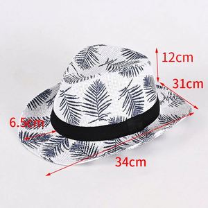 Sombrero de Paja Fedora con Logotipo de Árboles, Tema Tropical, para Fiestas, Ala Corta, Estilo Trilby, para Playa y Sol - Product Image 3