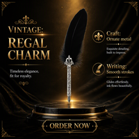 Stylo plume vintage noir pour calligraphie et dessin DIY - Fournitures d'écriture multifonctions avec plume d'oie