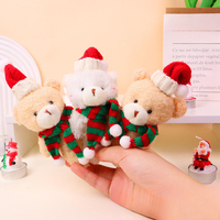 Gantungan Kunci Boneka Beruang Natal Lucu Grosir, Syal Merah Muda, Boneka Penghilang Stres Lembut, Ornamen OEM