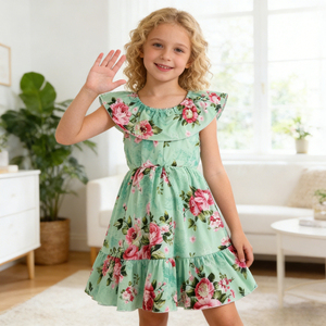 Vestidos de Verano para Niñas Abigail con Estampados Personalizados y Volantes, ODM, Vestido de Fiesta para Bebés, Niñas Pequeñas, Precio al por Mayor - Product Image 3