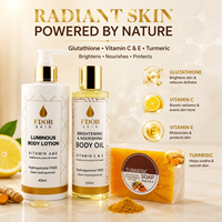 Ensemble de soins corporels véganes éclaircissants, crème hydratante pour le corps au glutathion et à la vitamine C, savon anti-âge, hydratant, tonifiant, pour tous les types de peau