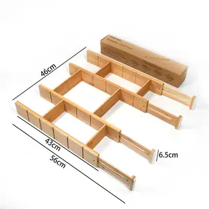 Legend-separadores de cajón de bambú con 8 insertos, separadores de madera ajustables, organizador para oficina, artículos de plata, vestidores y baño