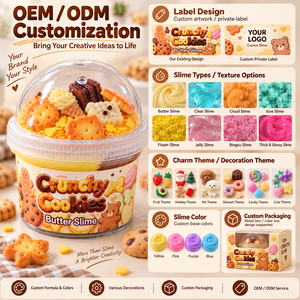 สไลม์เนื้อนุ่มแบบกึ่งแข็ง 200 มล. รสคุกกี้กรุบกรอบ ผลิตตามสั่ง (OEM) ได้มาตรฐาน CPSC ไม่เหนียวเหนอะหนะ ช่วยผ่อนคลายความเครียด พร้อมท็อปปิ้ง - Product Image 4
