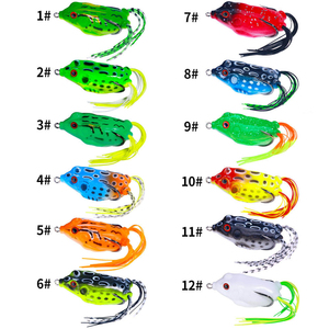 Vente en gros FO072 6.3cm 12.4g Leurres souples artificiels de surface type grenouille avec longue jupe et queue - Product Image 1
