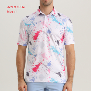 Ventes en gros de maillots de golf imprimés légers pour chemises, évacuation de l'humidité, logo personnalisé, marque privée, écologiques, manches courtes, hommes - Product Image 5