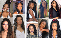 Extensions de cheveux synthétiques en vrac pour tresses, effet vague d'eau, 120g, pour femmes noires, fibre résistante à la chaleur