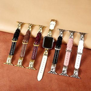Upro metal connector Luxury Top Grain Leather Watchband for apple Watch Women Dressy Thin Band for iWatch Series 10 11 Ultra - Product Image 1