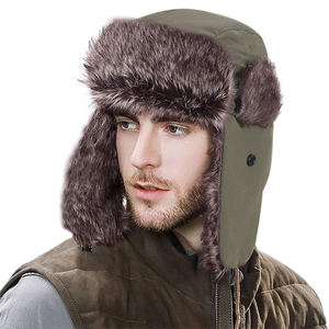 Chapeau de trappeur en cuir d'hiver drôle de Style russe de Guangzhou chaud pour les hommes Chapeau d'hiver d'homme de logo personnalisé avec la vente en gros de fourrure - Product Image 3