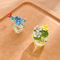Ornements en verre simples en forme de cactus, petits ornements pour le salon, la maison, la voiture, les plantes, ornements décoratifs en verre mignons