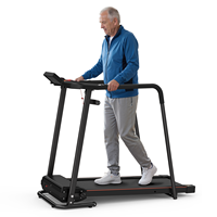 Caminadora para Personas Mayores con Pasamanos Largos, Silenciosa, Plegable, con Plataforma Amortiguadora, Pantalla LED, Máquina de Fitness para el Hogar