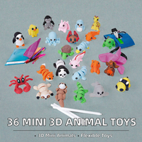 Lot de 36 mini figurines d'animaux imprimées en 3D, jouets articulés flexibles anti-stress, décorations de bureau mignonnes, cadeaux de fête, en ABS