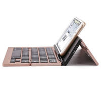 Keyboard lipat Mini portabel, Bluetooth tanpa kabel paduan aluminium Keyboard lipat untuk tablet