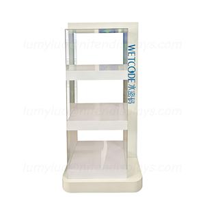 Vitrina Moderna con Marco de Madera y Vidrio, Exhibidor de Piso con Luces Interiores y Estantes para Cosméticos - Product Image 2