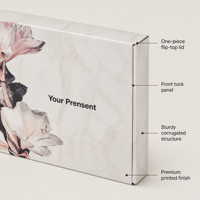 Boîte cadeau en marbre blanc imprimé floral, emballage de luxe pour mariage, logo personnalisé, vente en gros, carton rigide élégant