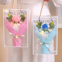Cadeau de la Saint-Valentin pour les enseignants, fleurs en fil doux faites à la main (tournesols, roses), bouquet de fleurs préservées, boîte en PVC