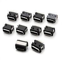Connecteur femelle SMT SZGOZIE personnalisé étanche Type-C 6 broches horizontal/vertical avec gaine en cuivre LCP et languettes de montage pour charge