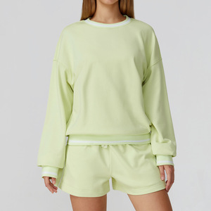 新款设计棉休闲防风锻炼颜色对比运动衫训练运动服<span class=keywords><strong>2</strong></span>件套女性 - Product Image 5