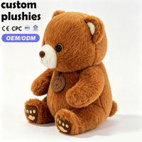 Ours en peluche marron mignon et moelleux, assis, avec de grands yeux en plastique, idéal pour les cadeaux d'enfants - Vente en gros