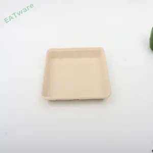 Factory Wholesale Disposable Tray With Lid Bamboo Pulp Lunch Tray 123 Compartment Bamboo Pulp Disposable Food Tray