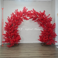 DKB Crafts Flower Factory Nouvelle Arche de fleurs artificielles en cerisier rouge de 10 pieds pour la décoration de l'entrée de mariage