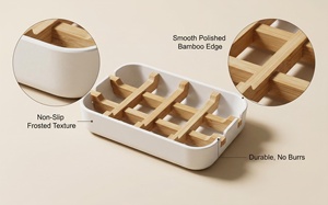 Sin Plástico, Superventas, Promocional, Jabonera de Fibra de Bambú Natural con Bandeja de Drenaje para Baño y Ducha - Product Image 3