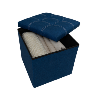 Hua Cheng Pouf de Rangement Pliable en Tissu Bleu, Mobilier de Salon Moderne, Repose-Pieds, Siège Supplémentaire, Boîte de Rangement - Product Image 2