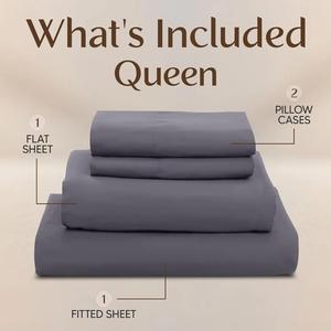 <strong>Utopia</strong> Queen Size <strong>Bedding</strong> Set-4-Pcs Soft Breathable Sheets 1Fitted Sheet 1Flat Sheet 2Pillowcases in 100% Polyester or Others - Product Image 2