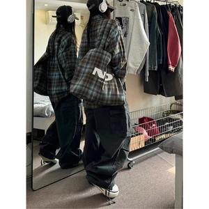 Chemise sans manches haut de gamme en polyester à rayures écossaises rétro américaines pour femme, collection Printemps-Automne 2024, décontractée, ample, boutonnée, avec blocs de couleur - Product Image 4