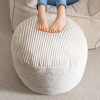 Pouf en mousse déchiquetée Pouf rond rembourré Tabouret en velours côtelé