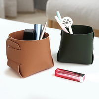 Porte-pinceaux de maquillage en cuir PU pour bureau, pliable, organiseur de stylos pour la maison, boîte de rangement pour petits objets