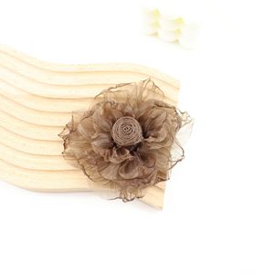 Mão-Burned DIY Broche Wrinkled Organza Gauze Rose Flowers Hair Bags Artesanato Acessórios para cocar e roupas - Product Image 5