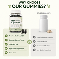 Gomitas de Aceite de Semillas Negras de Marca Privada para el Control de Peso, Gomitas Naturales de Aceite de Semillas Negras Sin Azúcar, Gomitas de Semillas de Nigella Sativa