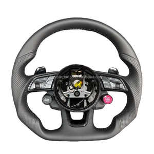 พวงมาลัยหุ้มหนังแบบครึ่งรูสไตล์ <span class=keywords><strong>Sline</strong></span> แบบปรับแต่งได้สำหรับรถ <span class=keywords><strong>Audi</strong></span> <span class=keywords><strong>A1</strong></span> A3 A4 A5 A6 RS6 A7 C6 RS7 B9 8P 8V RS3 RS4 Q5 - Product Image 4